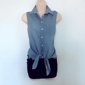 J. Crew chambray tie top